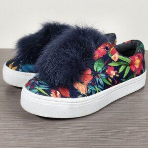 Sam Edelman Leya Pom Pom Tropical Floral Slip-on Sneakers Womens Size 5.5 / 35.5